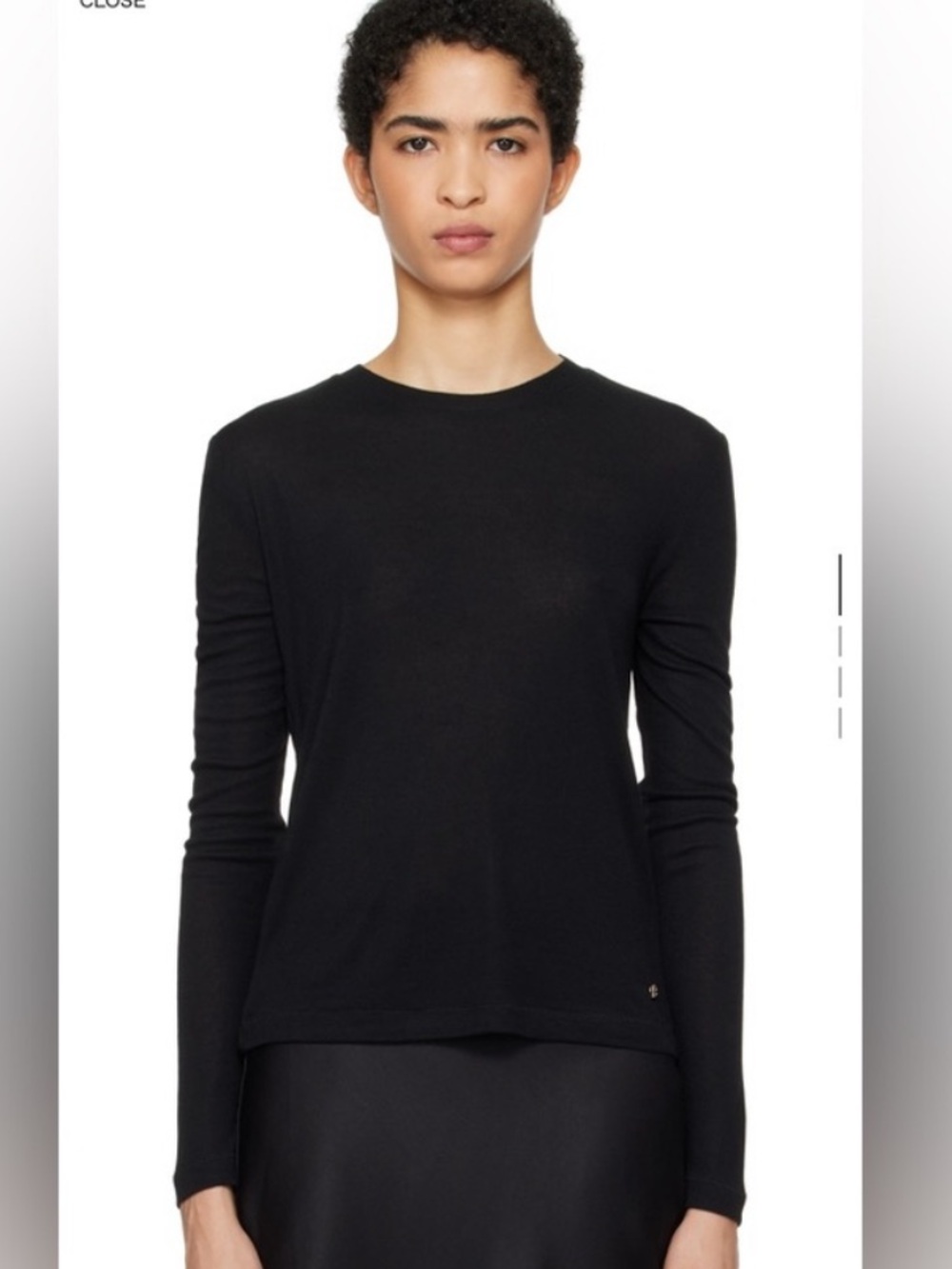 Anine Bing Black Long-Sleeve ribbed Crew Tee size XS